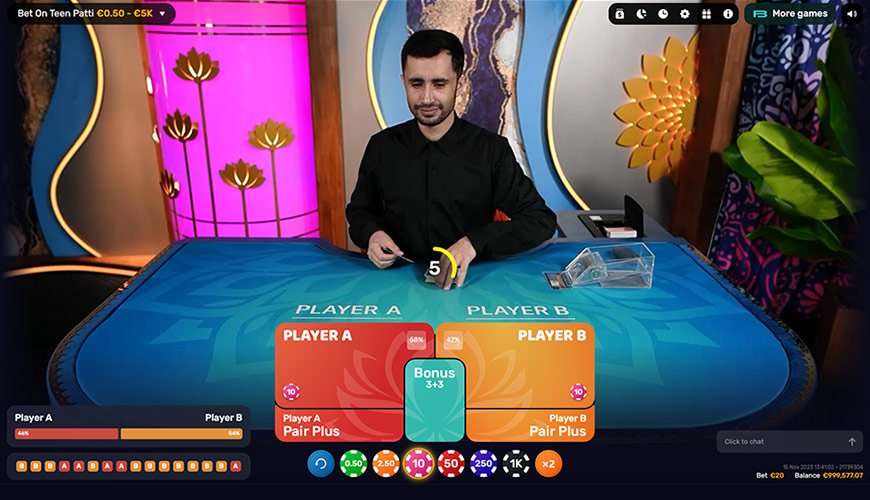 Bet on Teen Patti from Beter Live gameplay
