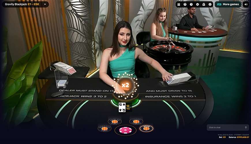 Gravity Blackjack from Beter Live gameplay