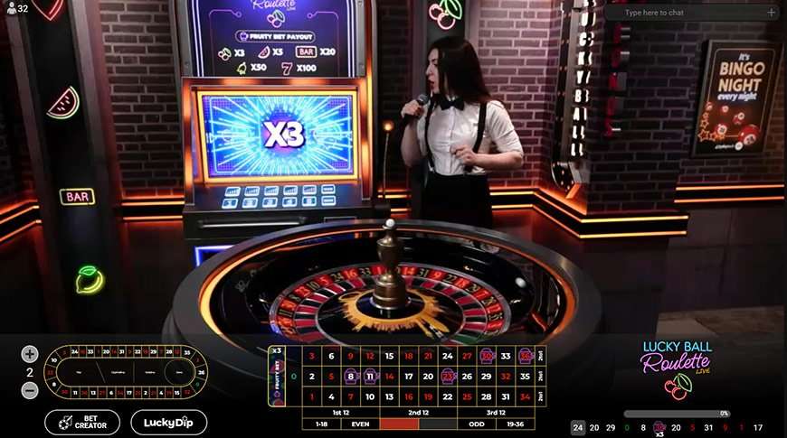 Lucky Ball Roulette gameplay footage showing multiplier on slot machine