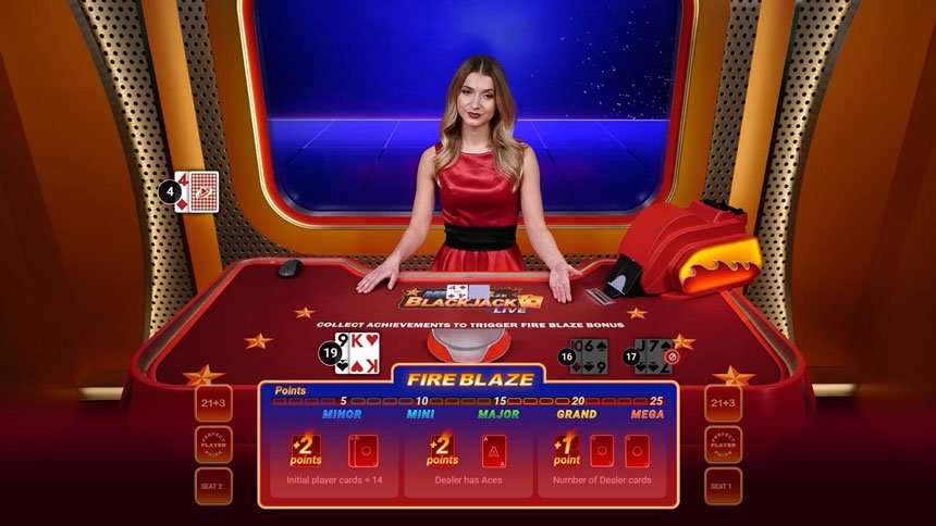 Mega Fire Blaze Blackjack gameplay