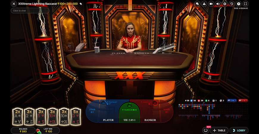 XXXtreme Lightning Baccarat gameplay 1
