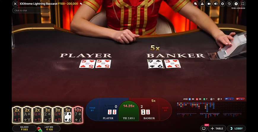 XXXtreme Lightning Baccarat gameplay 2