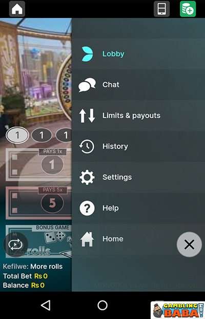 mobile side menu in monopoly live