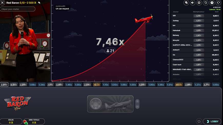 Red Baron crash game top multiplier